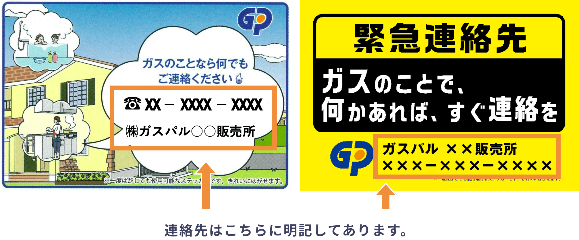 ガスのご使用開始時にお渡ししたマグネットまたはシール