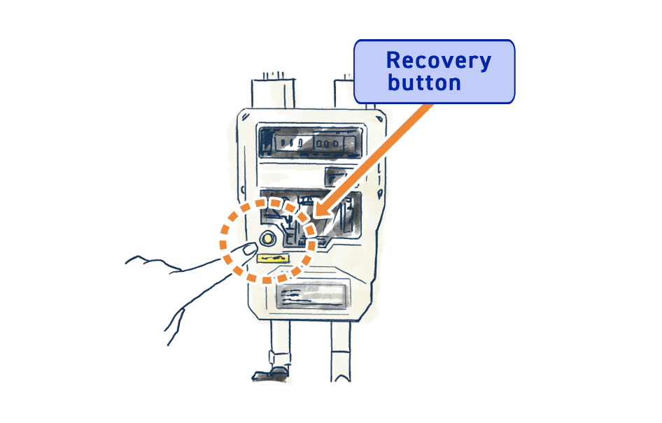 Press the Recovery button on the gas meter.